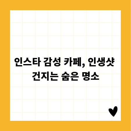 인스타 감성 카페, 인생샷 건지는 숨은 명소