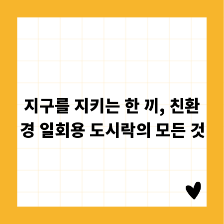 지구를 지키는 한 끼, 친환경 일회용 도시락의 모든 것