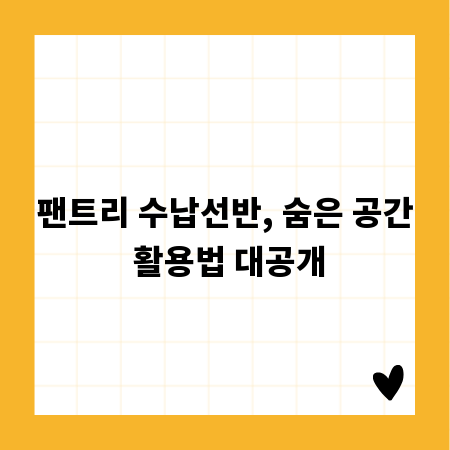 팬트리 수납선반, 숨은 공간 활용법 대공개