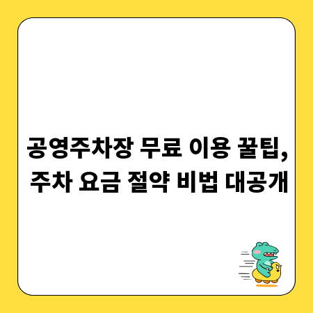 공영주차장 무료 이용 꿀팁, 주차 요금 절약 비법 대공개