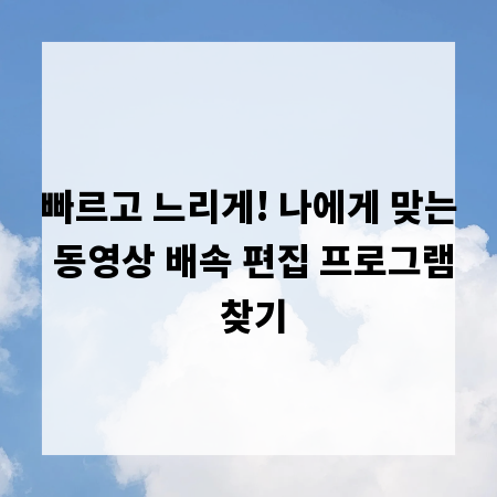 빠르고 느리게! 나에게 맞는 동영상 배속 편집 프로그램 찾기