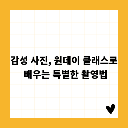 감성 사진, 원데이 클래스로 배우는 특별한 촬영법