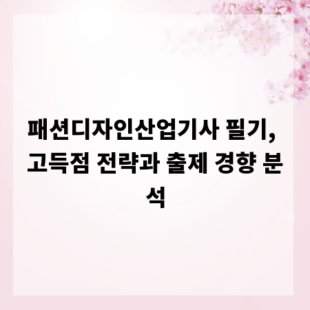 패션디자인산업기사 필기, 고득점 전략과 출제 경향 분석