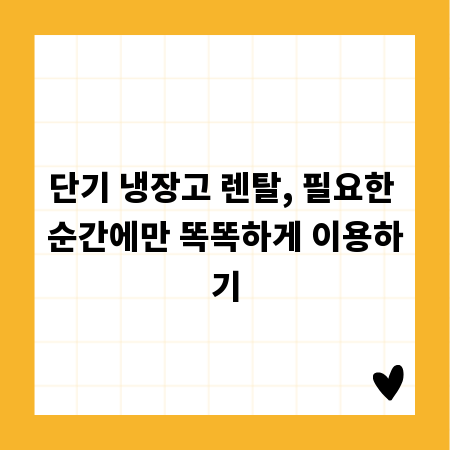 단기 냉장고 렌탈, 필요한 순간에만 똑똑하게 이용하기