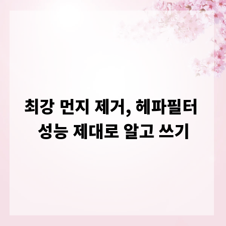 최강 먼지 제거, 헤파필터 성능 제대로 알고 쓰기