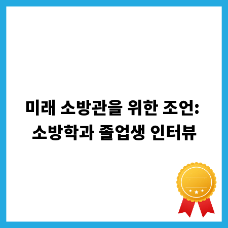 미래 소방관을 위한 조언: 소방학과 졸업생 인터뷰
