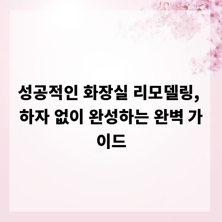 성공적인 화장실 리모델링, 하자 없이 완성하는 완벽 가이드