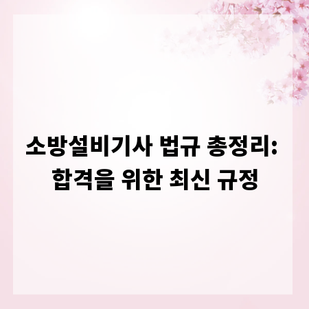 소방설비기사 법규 총정리: 합격을 위한 최신 규정