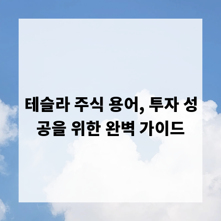 테슬라 주식 용어, 투자 성공을 위한 완벽 가이드