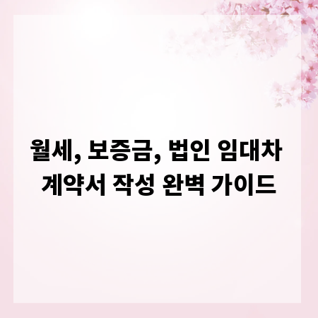 월세, 보증금, 법인 임대차 계약서 작성 완벽 가이드