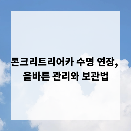 콘크리트리어카 수명 연장, 올바른 관리와 보관법