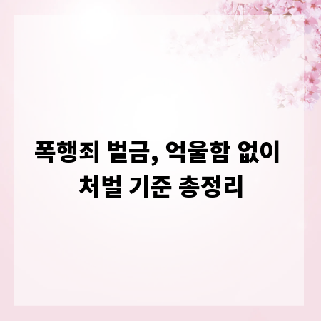 폭행죄 벌금, 억울함 없이 처벌 기준 총정리