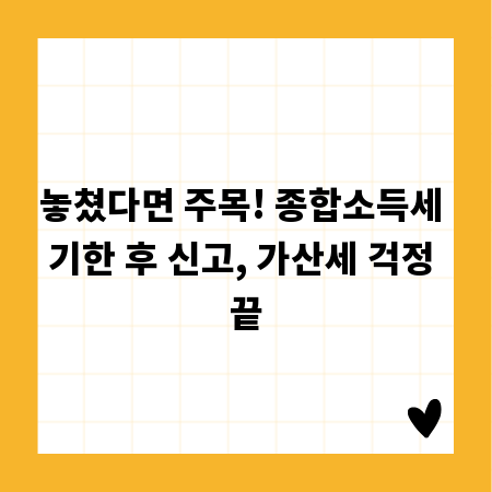 놓쳤다면 주목! 종합소득세 기한 후 신고, 가산세 걱정 끝