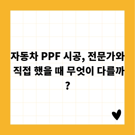 자동차 PPF 시공, 전문가와 직접 했을 때 무엇이 다를까?