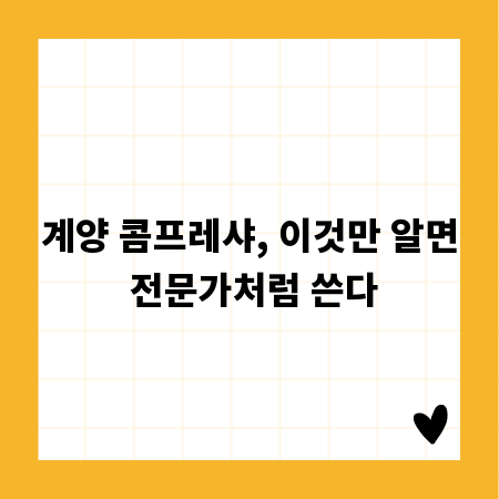 계양 콤프레샤, 이것만 알면 전문가처럼 쓴다