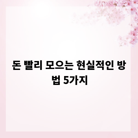 돈 빨리 모으는 현실적인 방법 5가지
