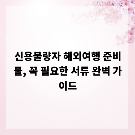 신용불량자 해외여행 준비물, 꼭 필요한 서류 완벽 가이드