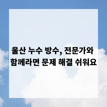 울산 누수 방수, 전문가와 함께라면 문제 해결 쉬워요
