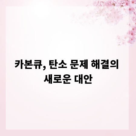 카본큐, 탄소 문제 해결의 새로운 대안