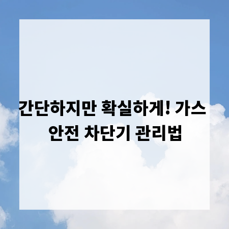 간단하지만 확실하게! 가스 안전 차단기 관리법