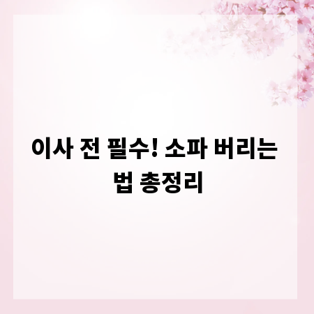 이사 전 필수! 소파 버리는 법 총정리