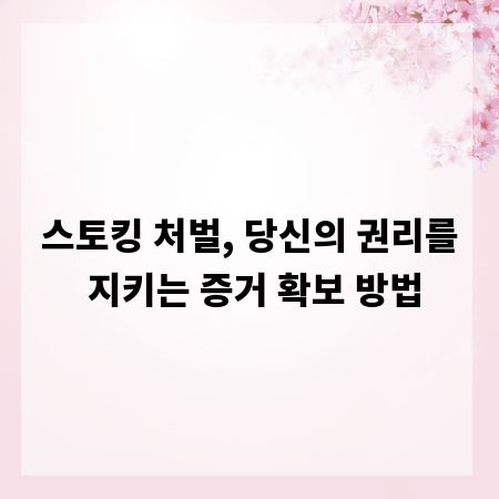 스토킹 처벌, 당신의 권리를 지키는 증거 확보 방법
