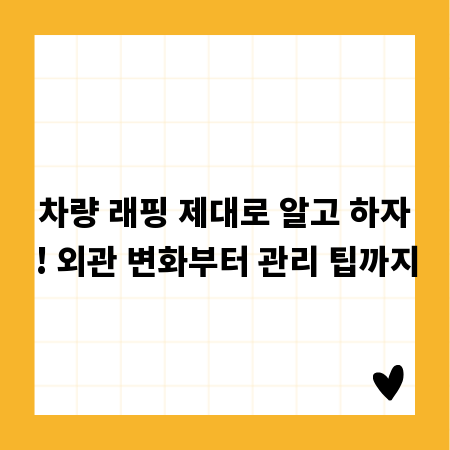 차량 래핑 제대로 알고 하자! 외관 변화부터 관리 팁까지