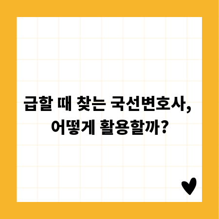 급할 때 찾는 국선변호사, 어떻게 활용할까?