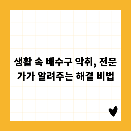 생활 속 배수구 악취, 전문가가 알려주는 해결 비법