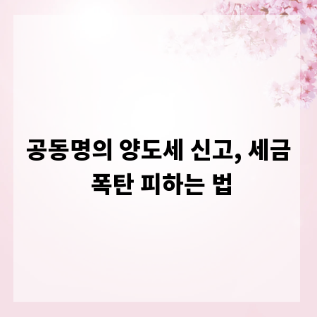 공동명의 양도세 신고, 세금 폭탄 피하는 법