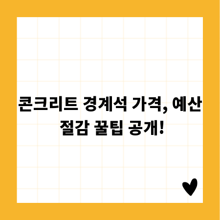 콘크리트 경계석 가격, 예산 절감 꿀팁 공개!