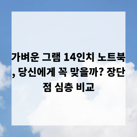 가벼운 그램 14인치 노트북, 당신에게 꼭 맞을까? 장단점 심층 비교