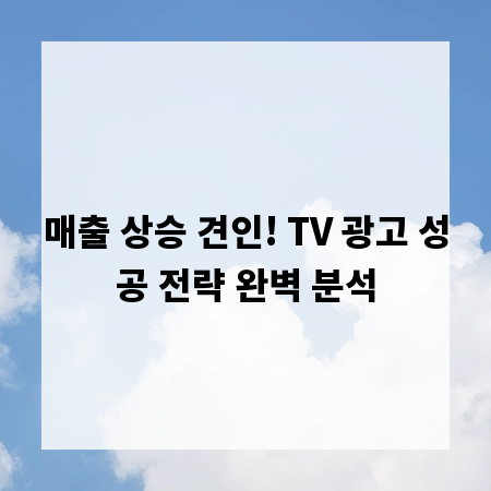 매출 상승 견인! TV 광고 성공 전략 완벽 분석