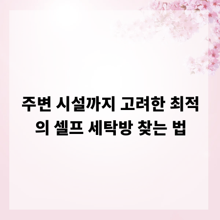 주변 시설까지 고려한 최적의 셀프 세탁방 찾는 법