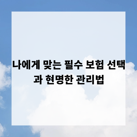 나에게 맞는 필수 보험 선택과 현명한 관리법