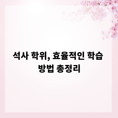 석사 학위, 효율적인 학습 방법 총정리