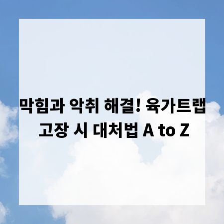 막힘과 악취 해결! 육가트랩 고장 시 대처법 A to Z