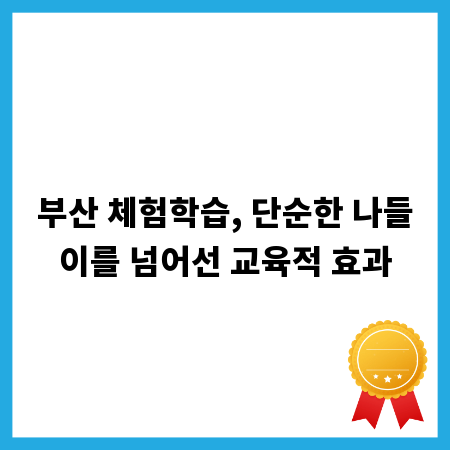 부산 체험학습, 단순한 나들이를 넘어선 교육적 효과