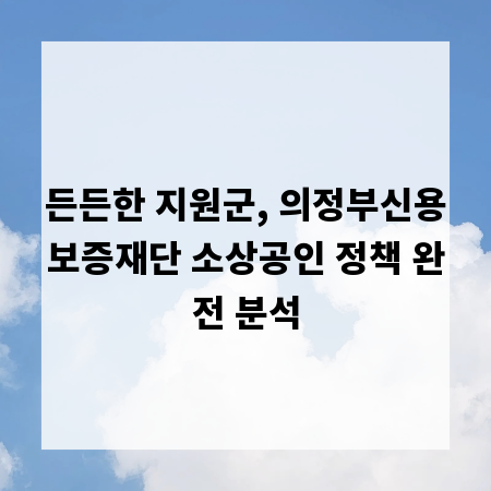 든든한 지원군, 의정부신용보증재단 소상공인 정책 완전 분석