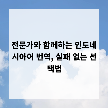 전문가와 함께하는 인도네시아어 번역, 실패 없는 선택법