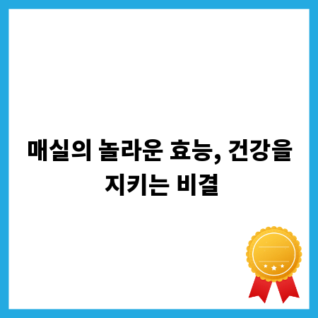 매실의 놀라운 효능, 건강을 지키는 비결
