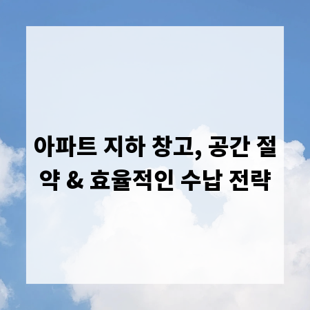 아파트 지하 창고, 공간 절약 & 효율적인 수납 전략