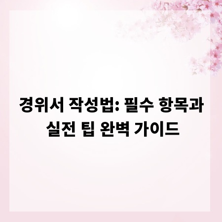 경위서 작성법: 필수 항목과 실전 팁 완벽 가이드