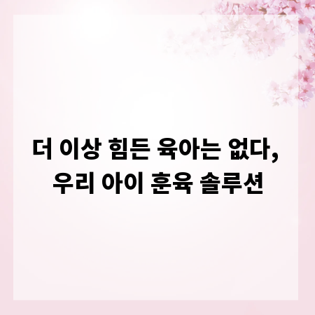 더 이상 힘든 육아는 없다, 우리 아이 훈육 솔루션