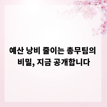 예산 낭비 줄이는 총무팀의 비밀, 지금 공개합니다
