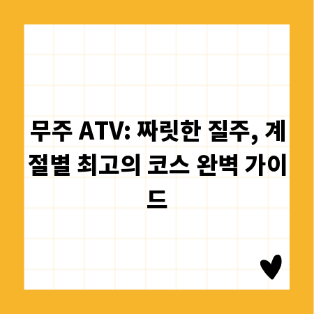 무주 ATV: 짜릿한 질주, 계절별 최고의 코스 완벽 가이드