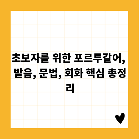 초보자를 위한 포르투갈어, 발음, 문법, 회화 핵심 총정리