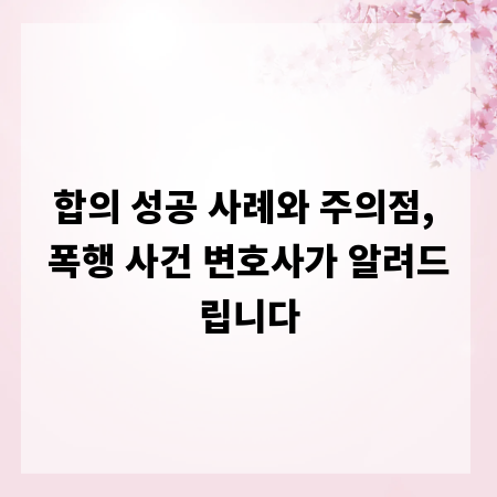 합의 성공 사례와 주의점, 폭행 사건 변호사가 알려드립니다