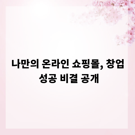 나만의 온라인 쇼핑몰, 창업 성공 비결 공개