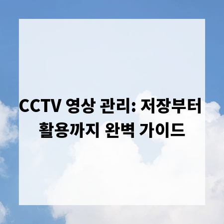 CCTV 영상 관리: 저장부터 활용까지 완벽 가이드